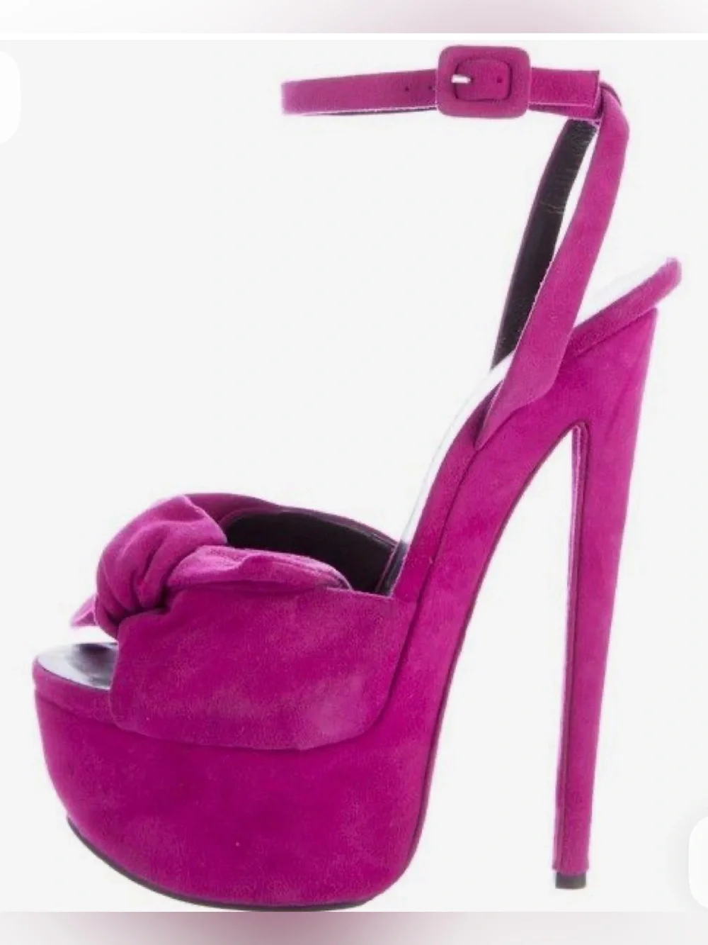 Giuseppe Zanotti Fuchsia Suede Platform Ankle-Strap Sandals 36.5